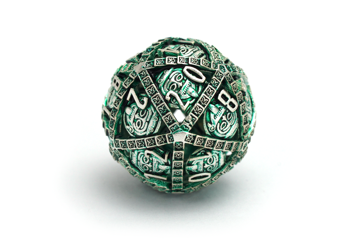 Mayan Hollow Dice | Silver & Jade