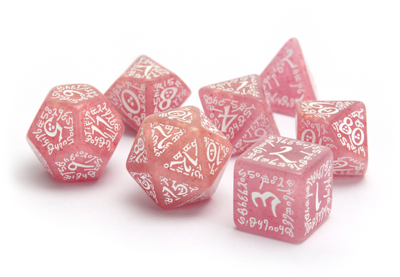 Elvish Dice - Shimmering Pink & White