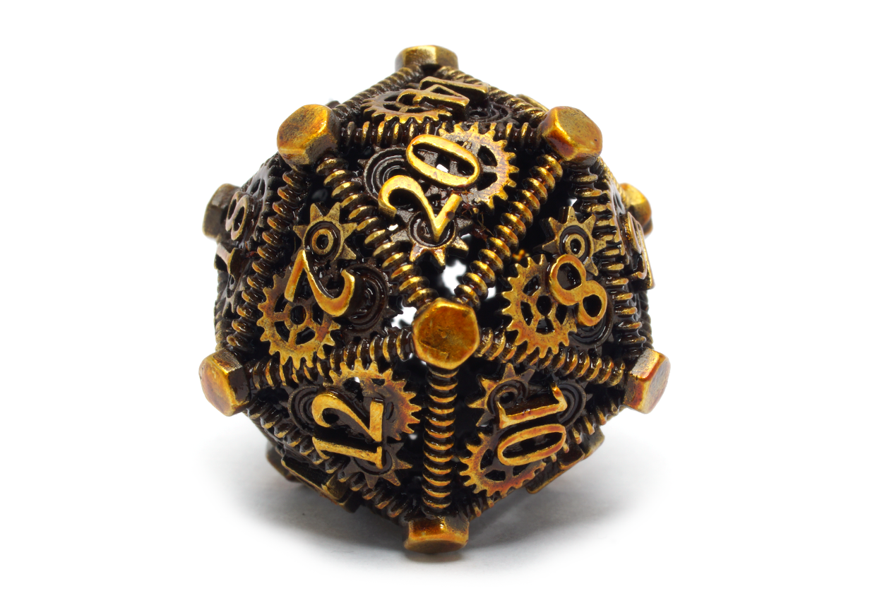 Clockwork Hollow Metal Dice | Gold