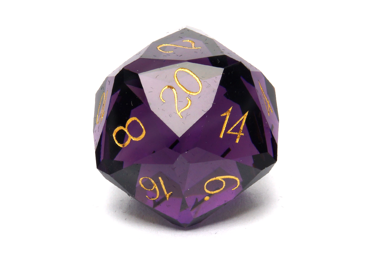Faceted Glass Dice Set | Dark Purple