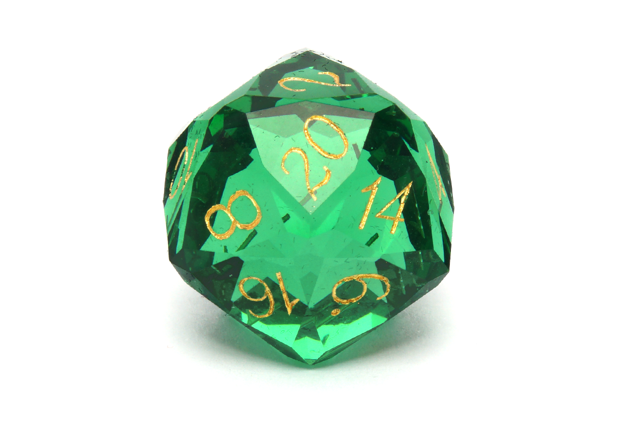 Faceted Glass Dice Set | Green