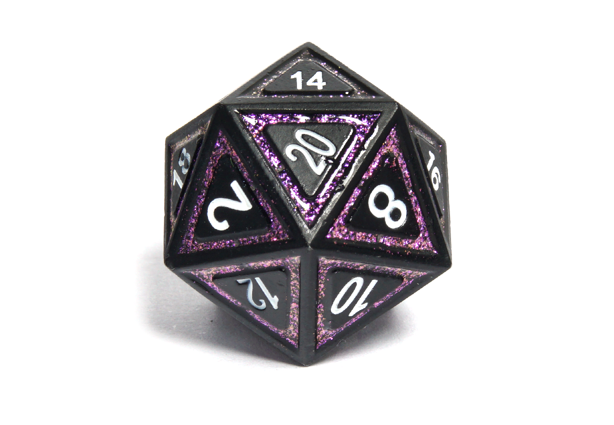 Metal Frame Dice | Matte Black & Purple