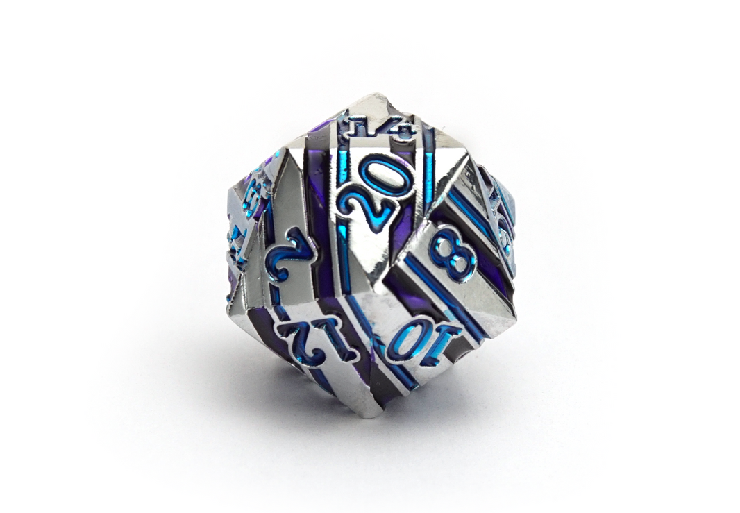Metal Ore Dice | Silver & Blue