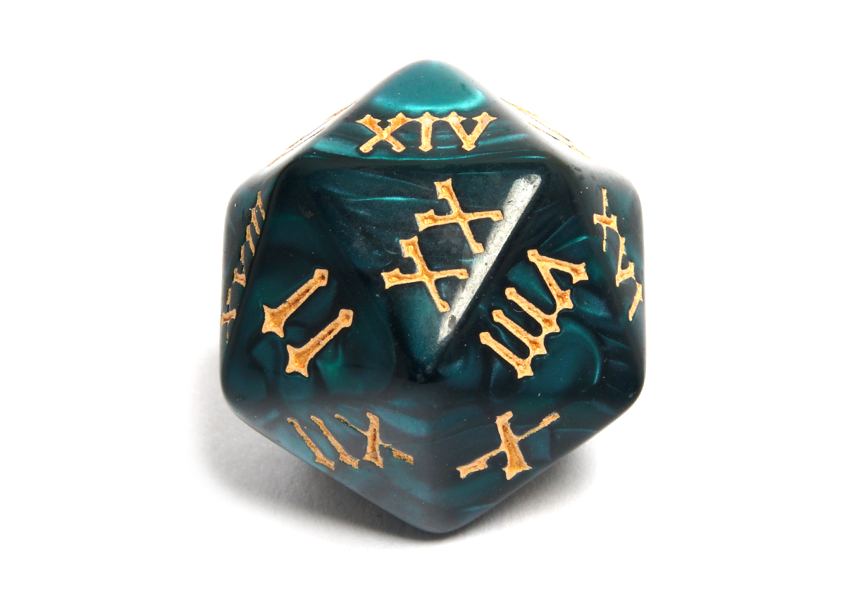 Roman Numeral Dice | Green & Gold