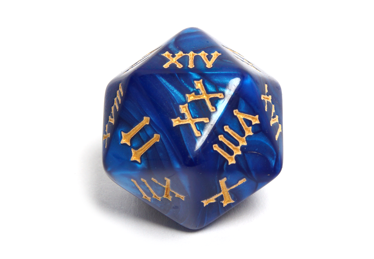 Roman Numeral Dice | Blue & Gold