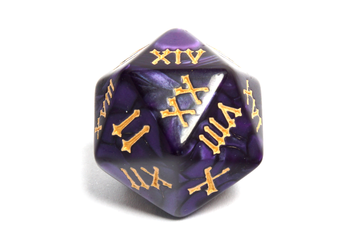 Roman Numeral Dice | Purple & Gold