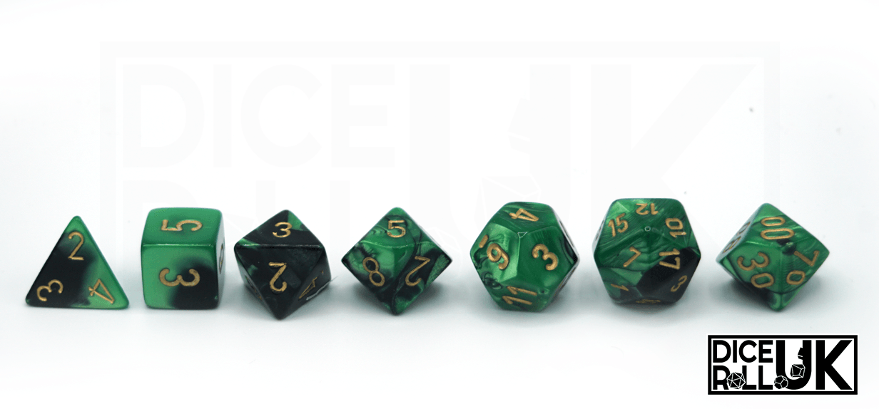 Chessex Gemini | Black & Green Chessex Gemini | Black & Green from DiceRoll UK