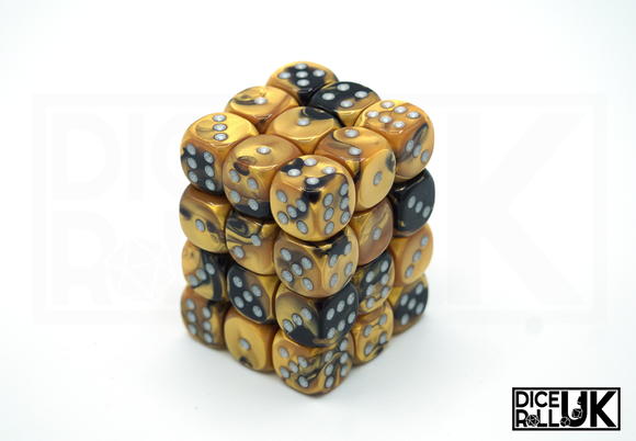 Chessex Gemini | 36x12mm D6 | Gold & Black Chessex Gemini | 36x12mm D6 | Gold & Black from DiceRoll UK