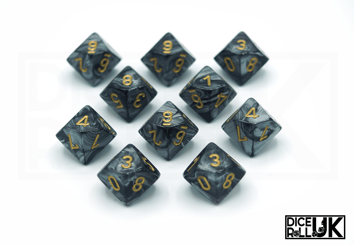 Chessex Lustrous | 10d10 | Black & Gold Chessex Lustrous | 10d10 | Black & Gold from DiceRoll UK
