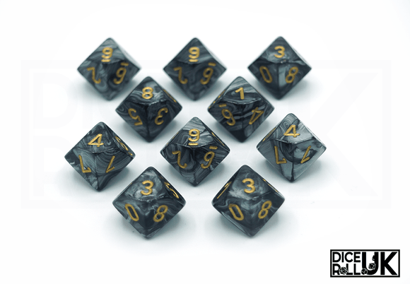 Chessex Lustrous | 10d10 | Black & Gold Chessex Lustrous | 10d10 | Black & Gold from DiceRoll UK