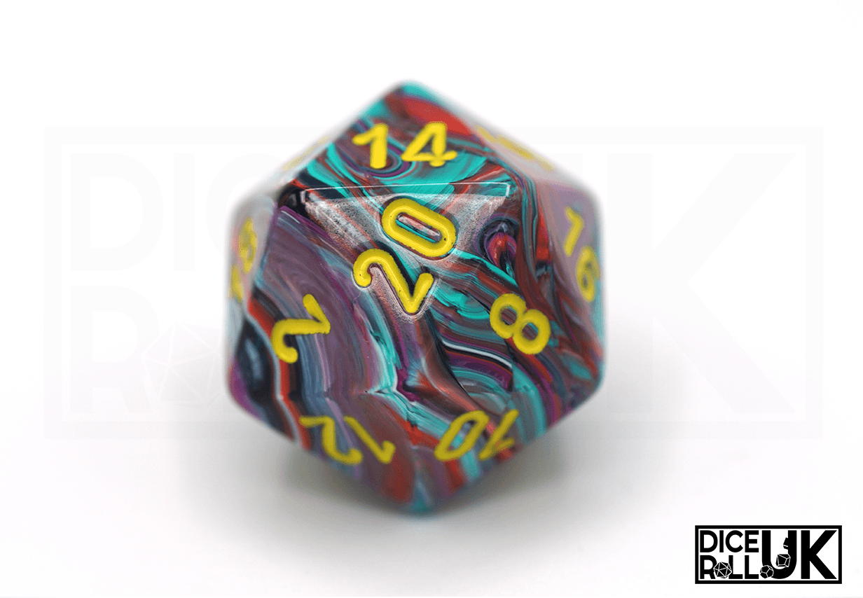 Chessex Festive Mosaic 27450 D20 Closeup