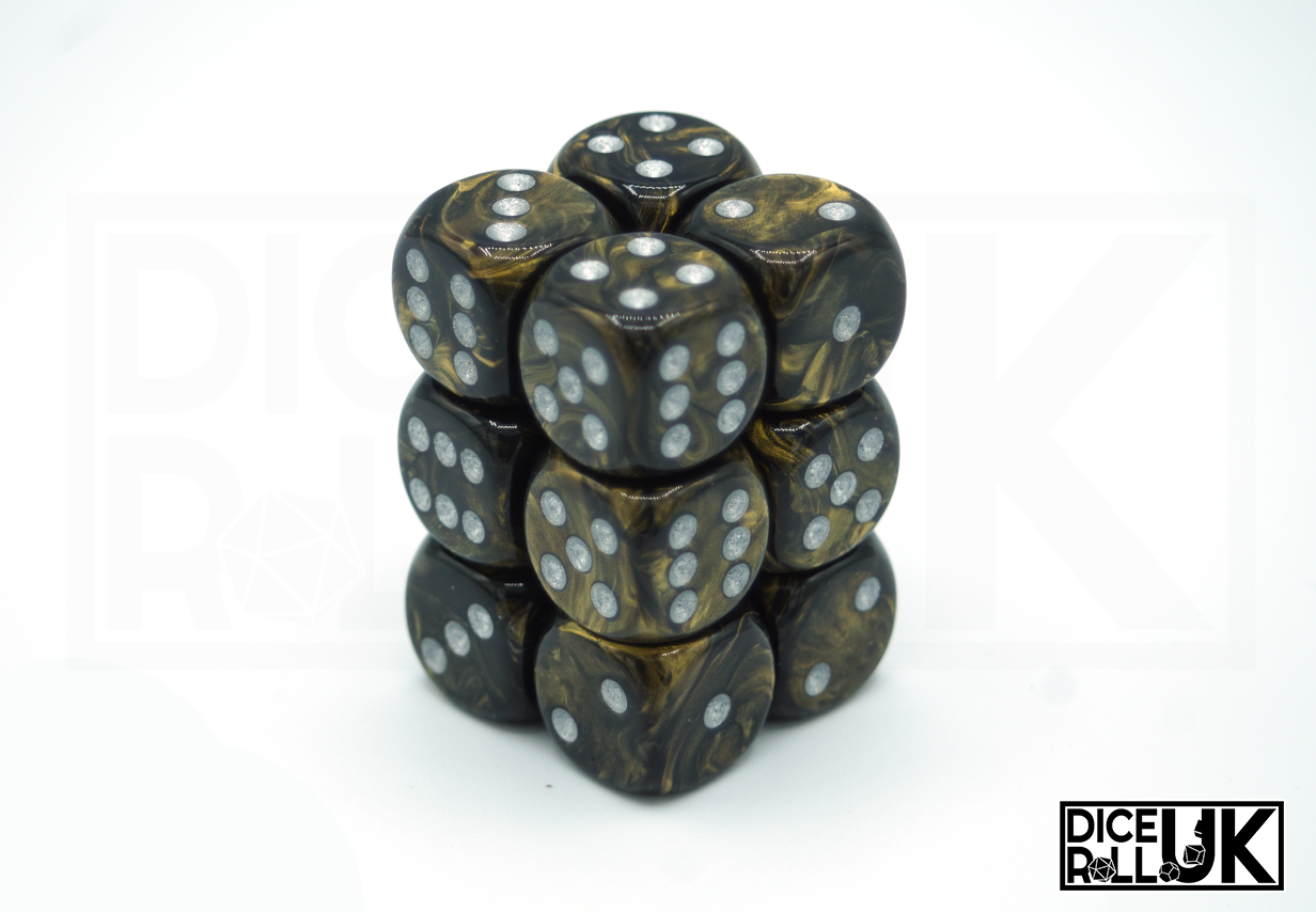 Chessex Leaf | 12x16mm D6 | Black Gold Chessex Leaf | 12x16mm D6 | Black Gold from DiceRoll UK