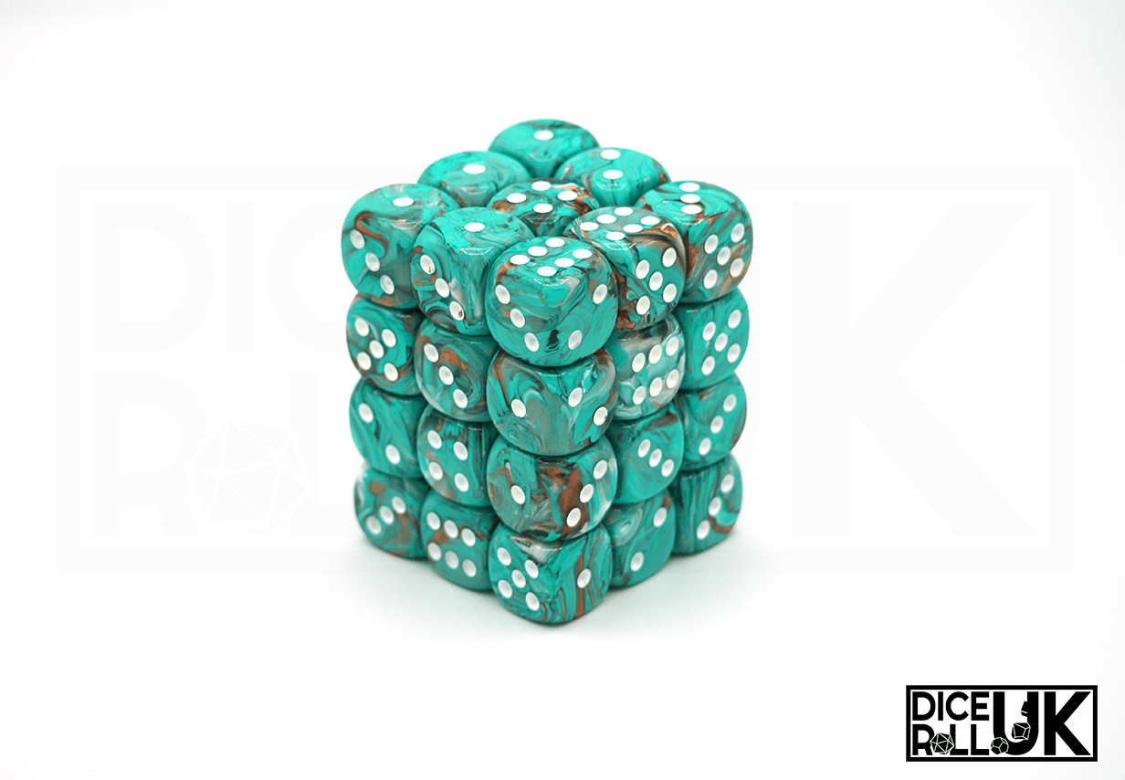 Chessex Marble | 36x12mm D6 | Oxi-Copper Chessex Marble | 36x12mm D6 | Oxi-Copper from DiceRoll UK