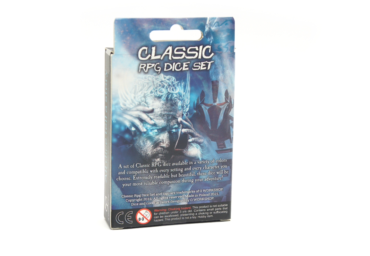 Pearl & Red Classic RPG Dice Set - Box Rear