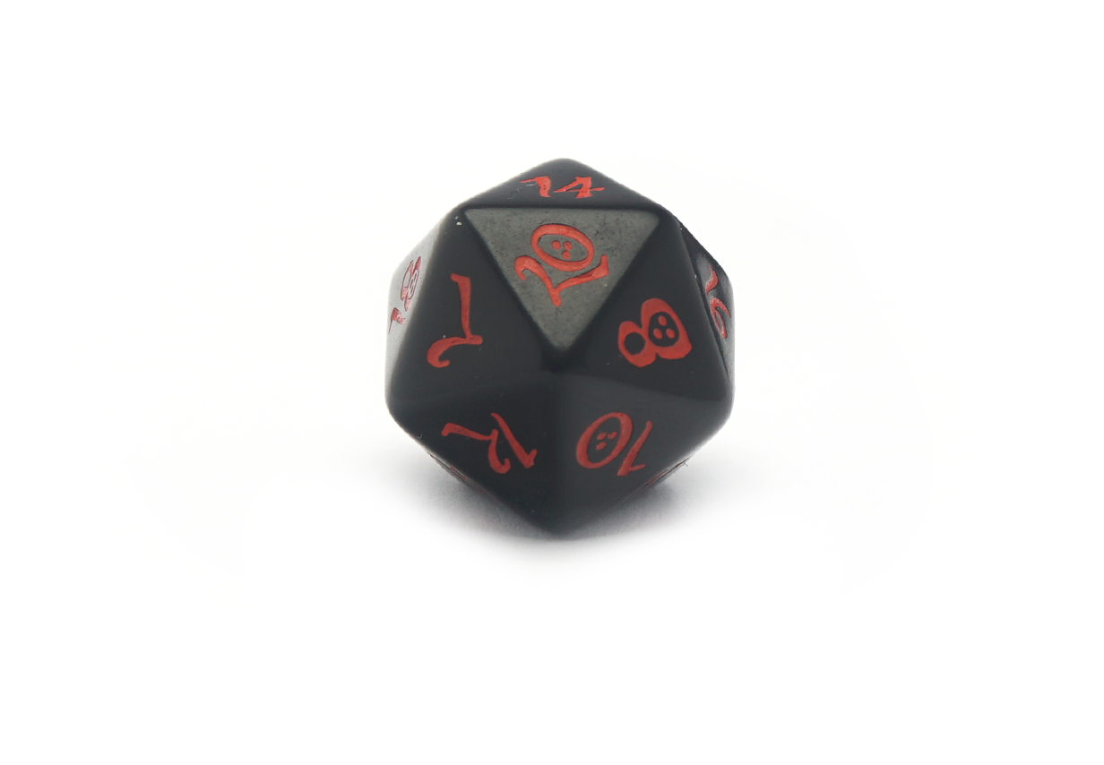 Black & Red Classic RPG Dice Set - D20 Closeup