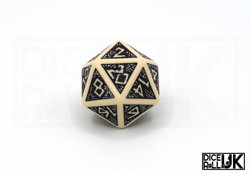 Beige & Black Dwarven Dice - D20