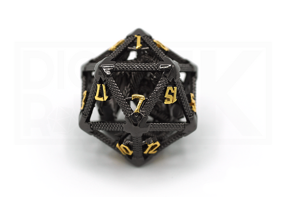Caged Dragon D20 - Black & Gold Caged Dragon D20 - Black & Gold from DiceRoll UK