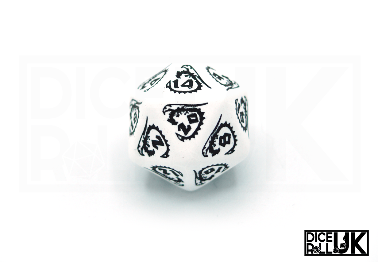 Dragons Dice - Black & White - D20 Closeup