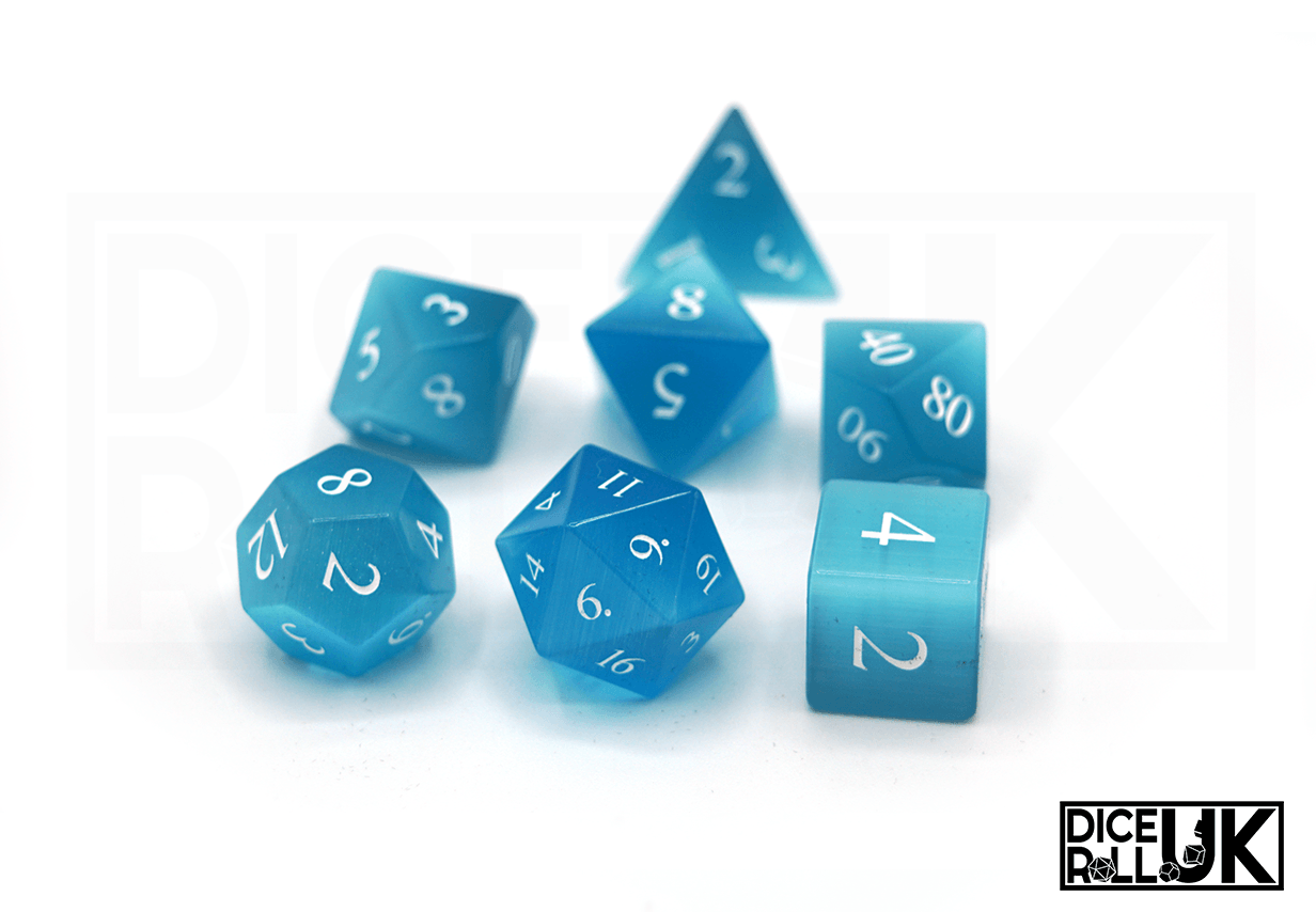 Light Blue Cats Eye Dice - Full Set