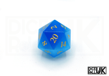 Deep Blue Cats Eye Dice - D20 Closeup on White Background