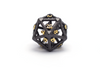 Hollow Caged Dragon Dice black and gold D20 Close Up