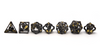 Hollow Caged Dragon Dice set black and gold line up