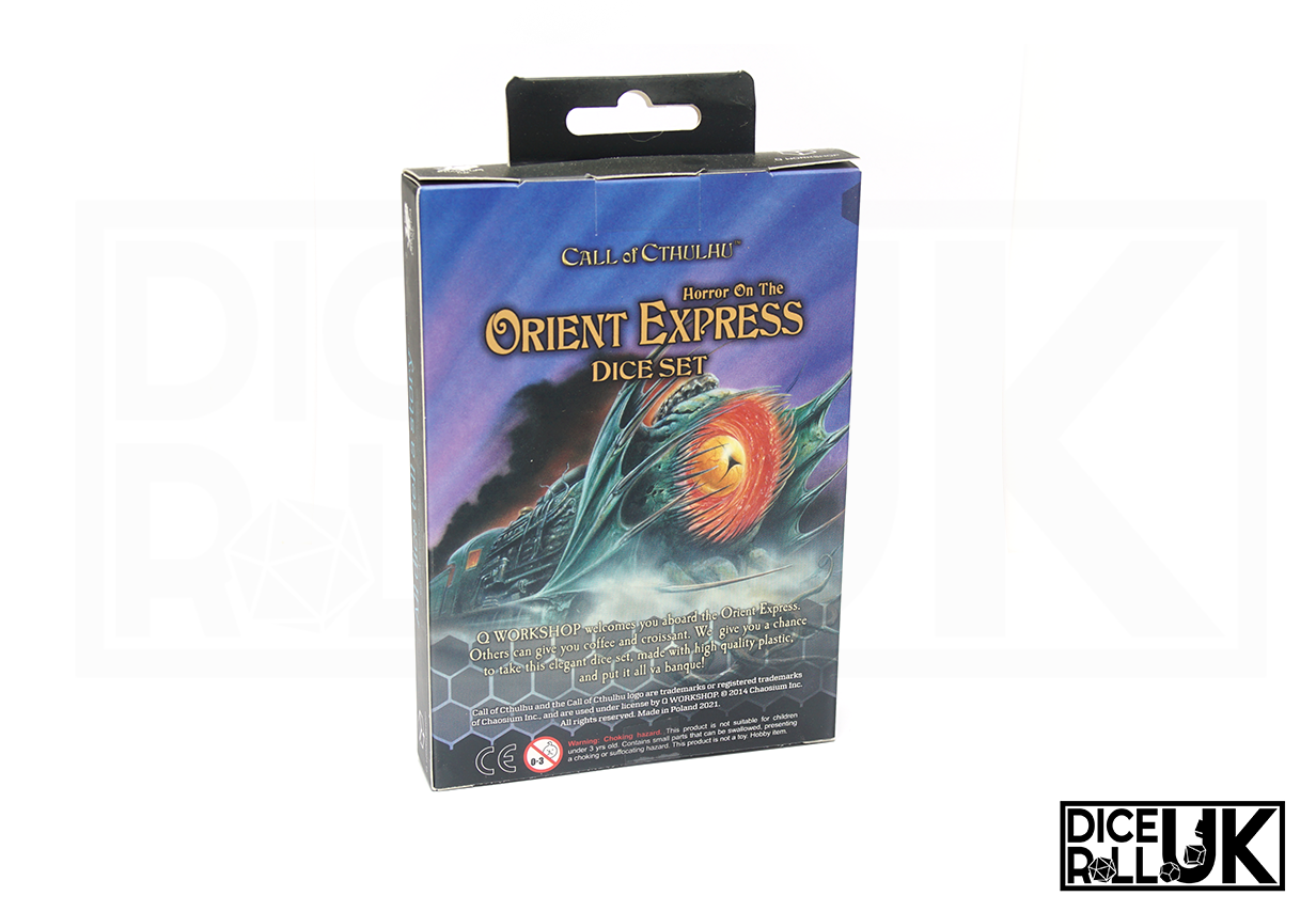 Call Of Cthulhu Horror On The Orient Express Dice Set Box Rear