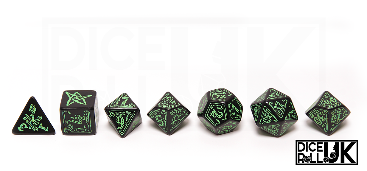 Call Of Cthulhu Dice - Black & Green - Lineup