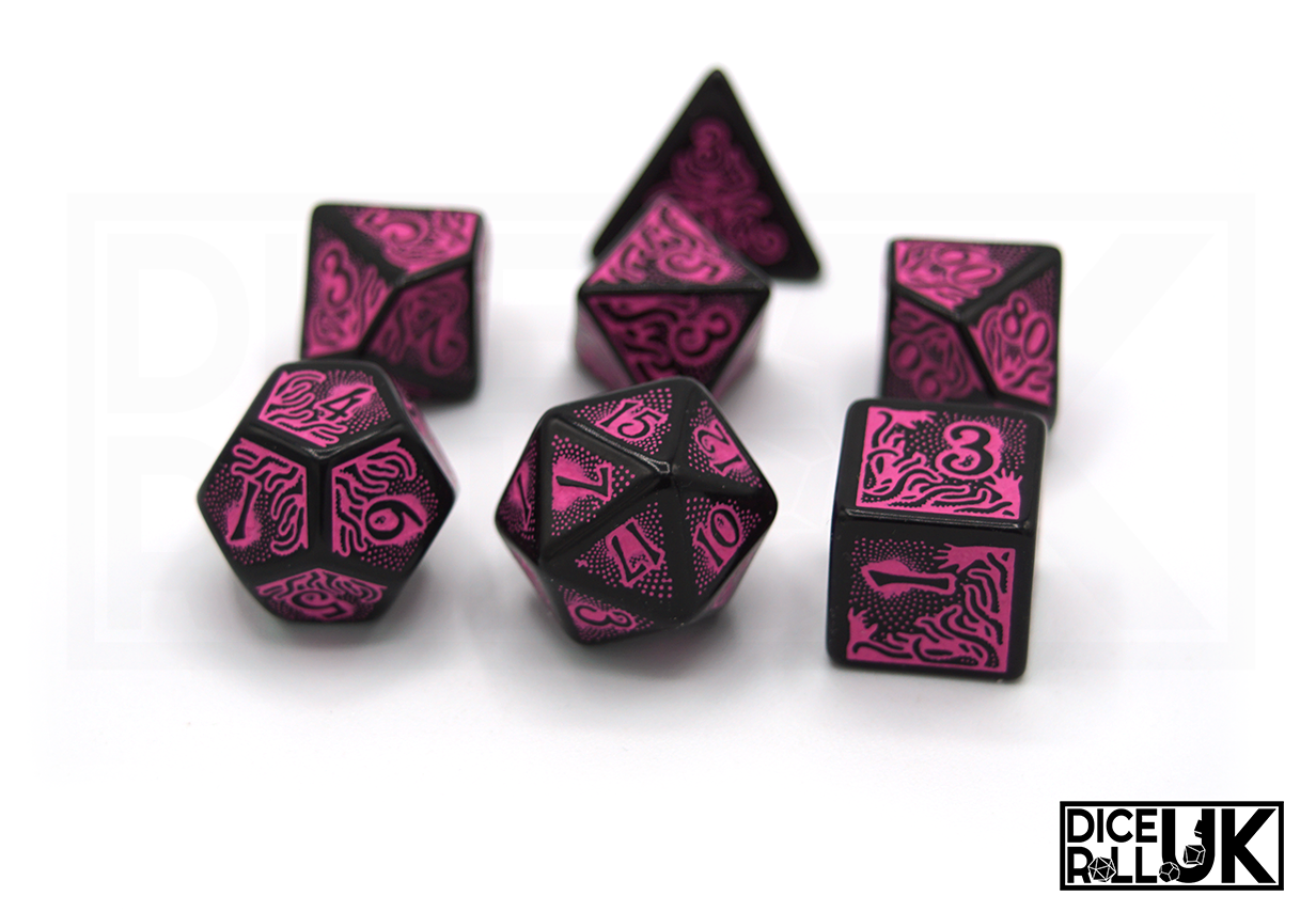 Call of Cthulhu Dice - Black & Magenta - Full Set