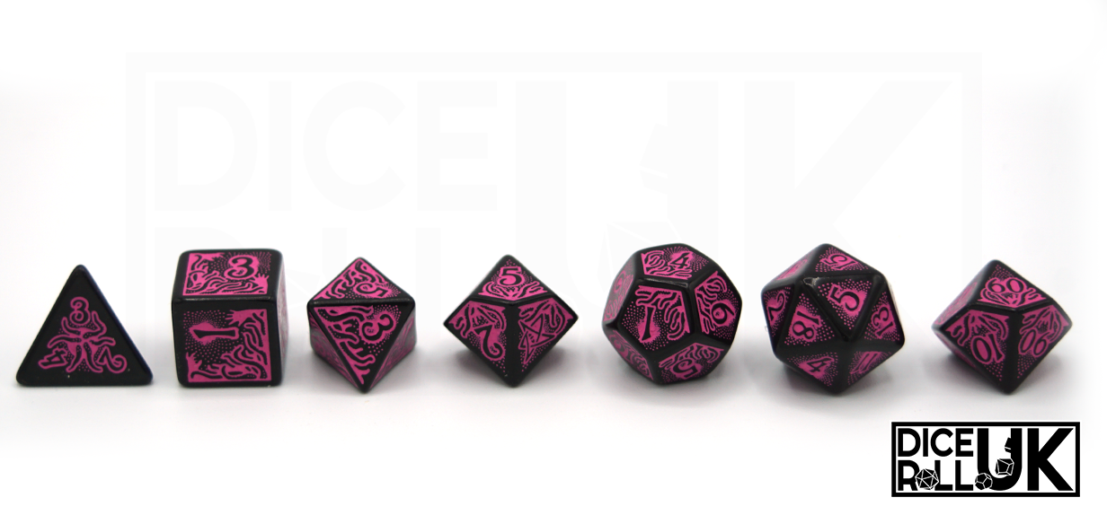 Call of Cthulhu Dice - Black & Magenta - Lineup