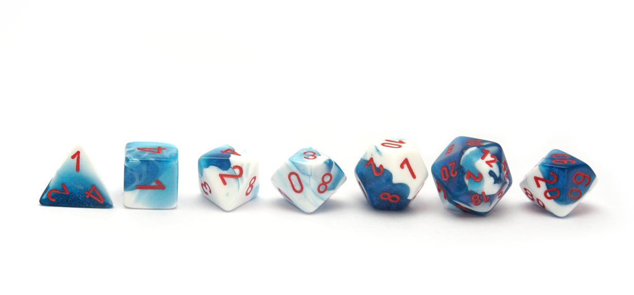 Chessex 26457 Gemini Astral Blue & White Lineup
