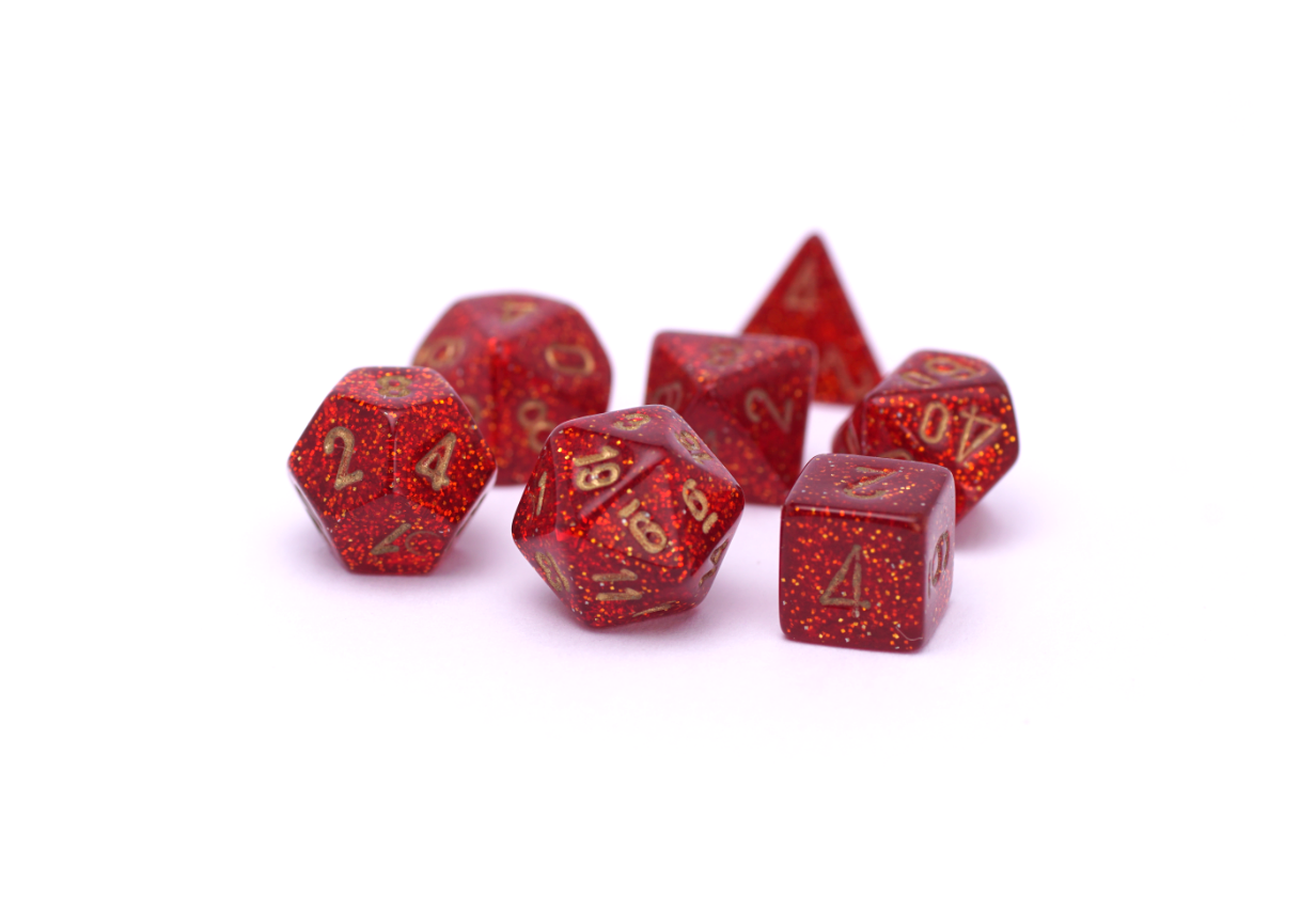Red Ruby Mini Chessex Mini Glitter | Ruby Red | Free & Fast Shipping | DiceRoll UK