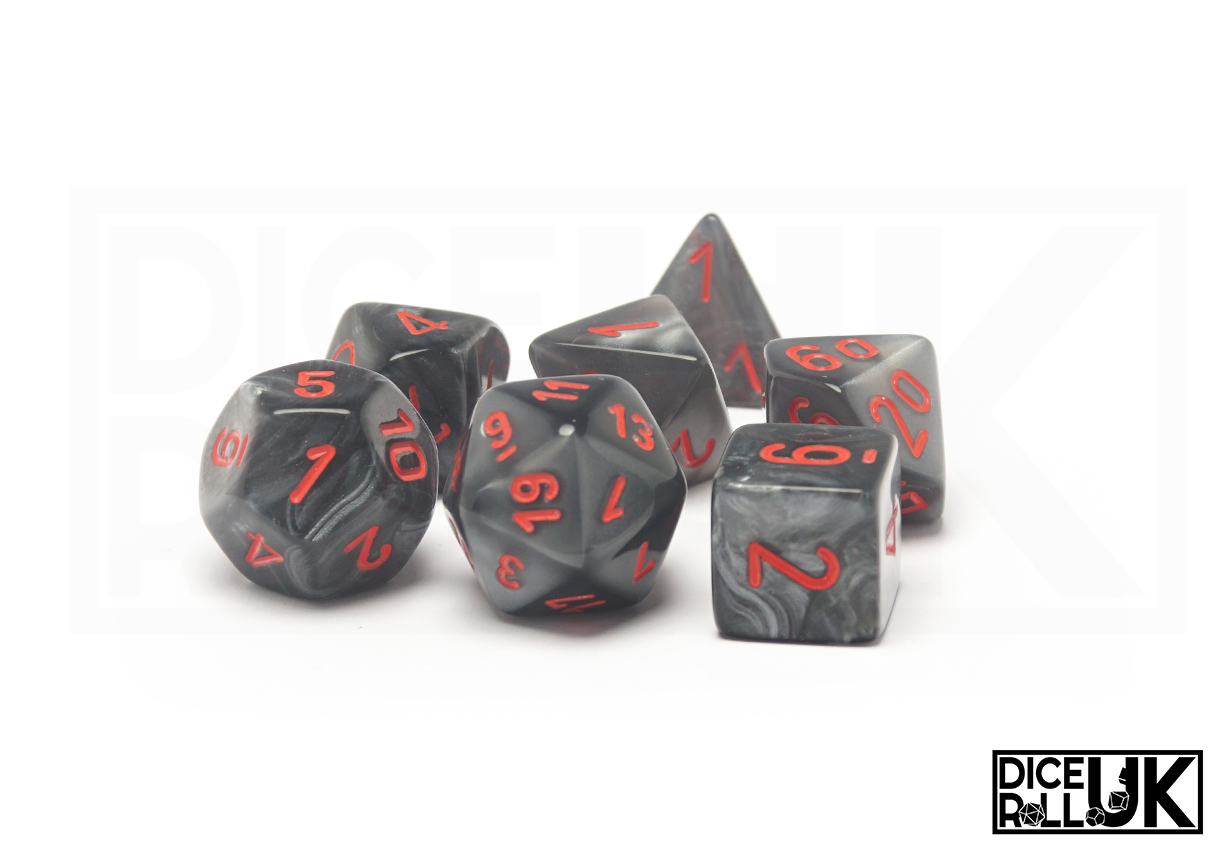 Chessex Velvet Dice - Black & Red Full Set