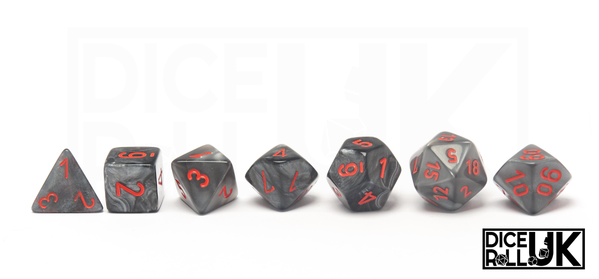 Chessex Velvet Dice - Black & Red Lineup
