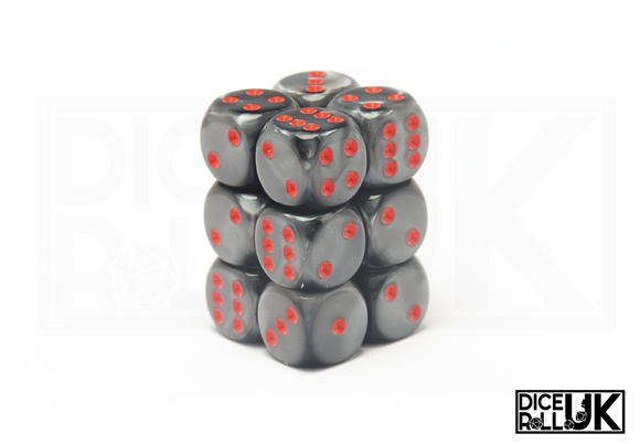 Chessex Velvet Dice Block (12 x 16mm) Black & Red