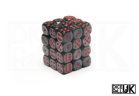 Chessex Velvet Dice Block (36 x 12mm Dice) Black & Red