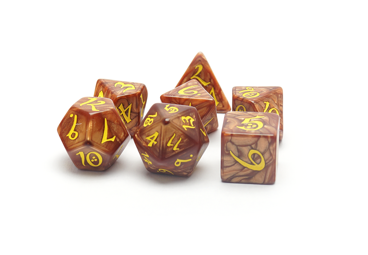 Caramel & Yellow Classic RPG Dice Set - Full Set