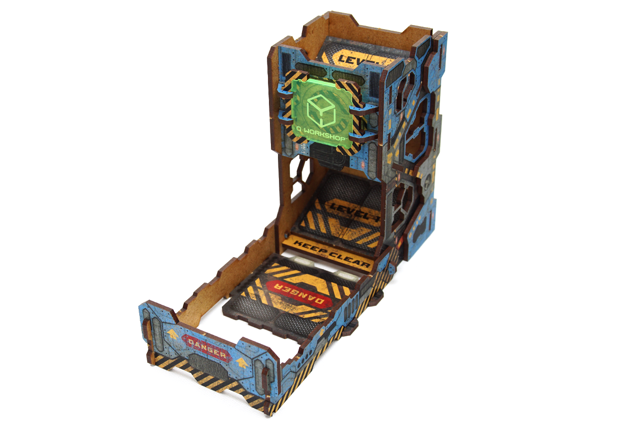 Q-Workshop Tech Dice Tower Looking Down View