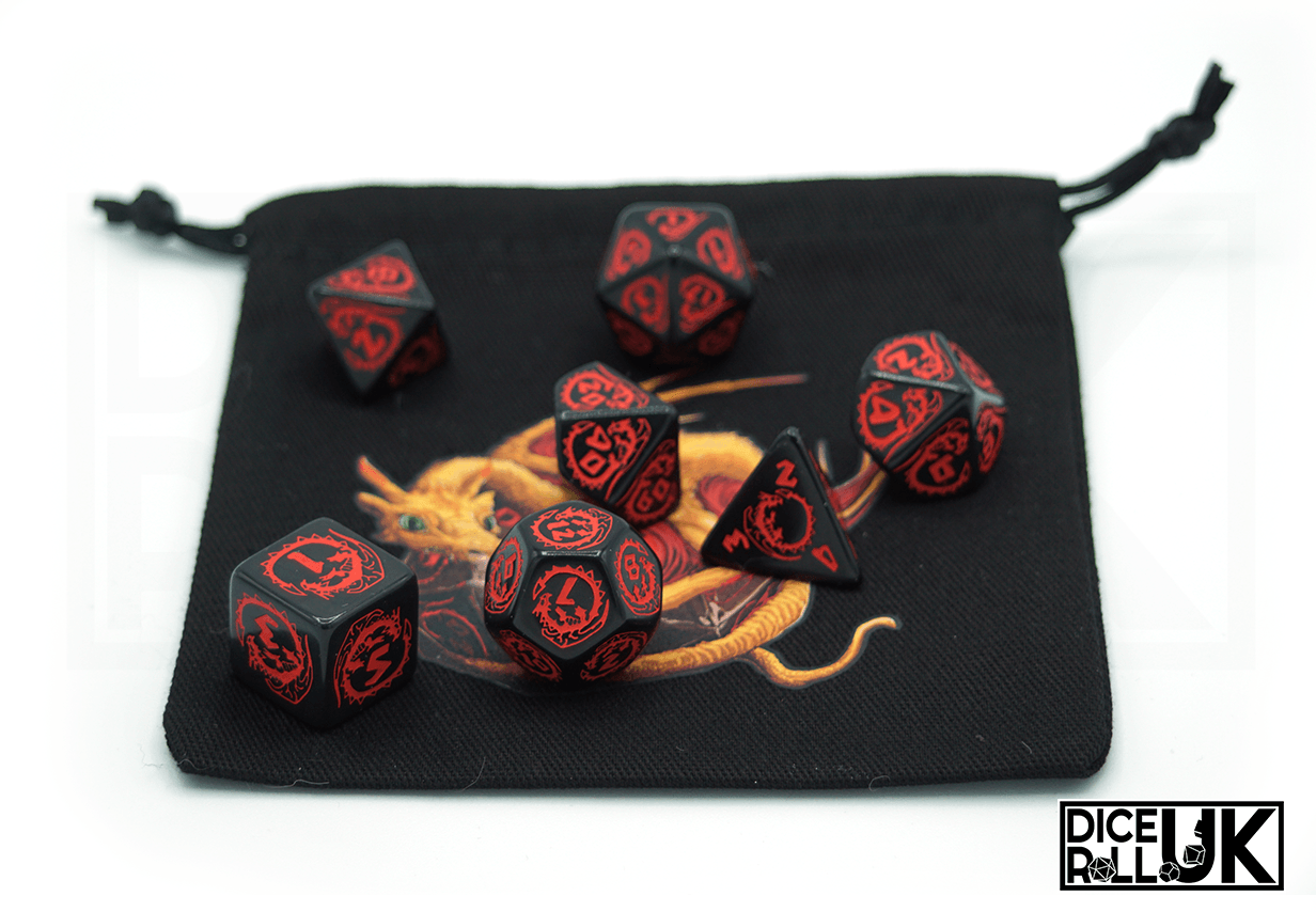 Adorable Dragon Dice Bag - Flat With Dice