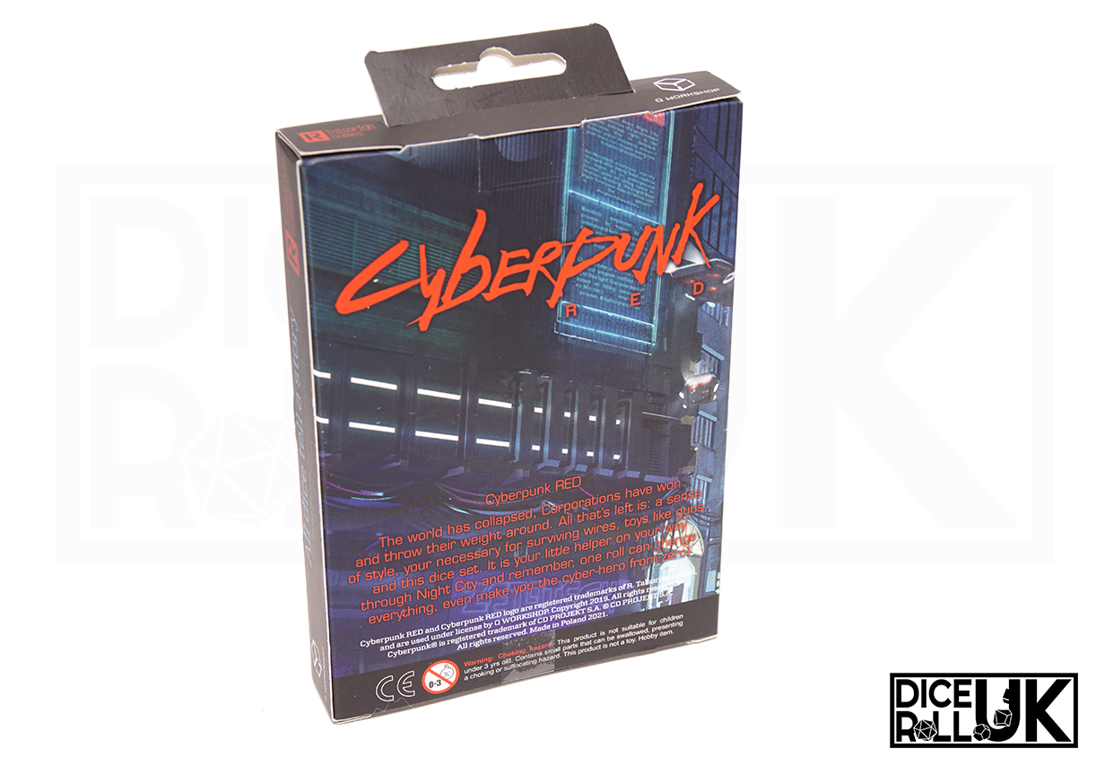 Cyberpunk RPG Dice Set - Danger Zone - Box Rear