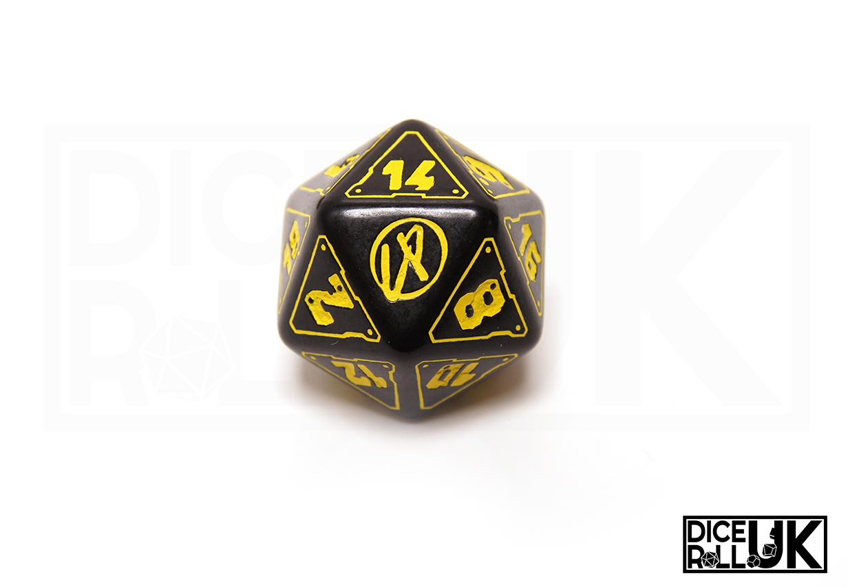 Cyberpunk RPG Dice Set - Wet Work - D20 Closeup