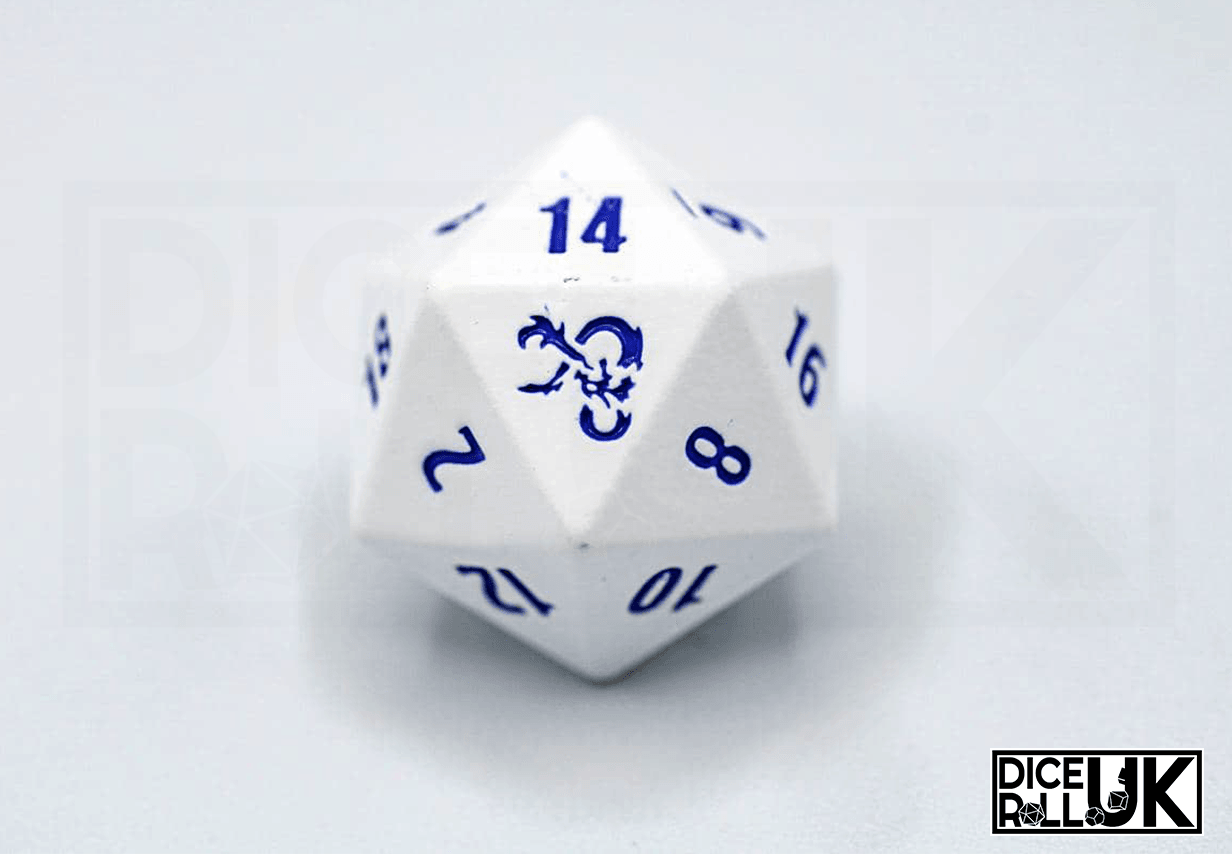 Ultra PRO Vivid Heavy Metal D20 Dice - Blue Set Of 2, Zinc-Alloy Metal RPG Dice For D&D