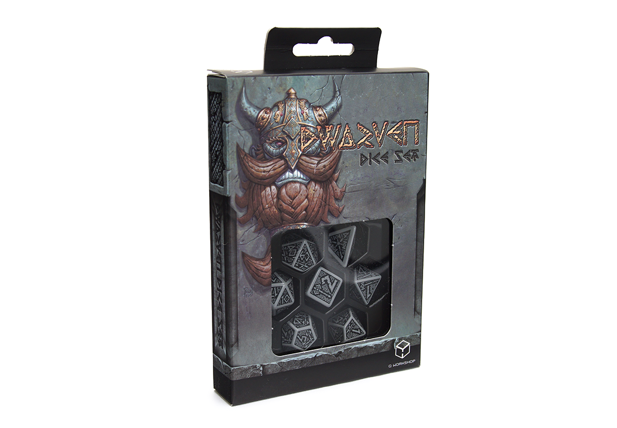 Grey Black Dwarven Dice Set Free Fast Delivery DiceRoll UK   Dwarven Dice Polyset Grey Black Ink Box Front 1024x1024@2x 