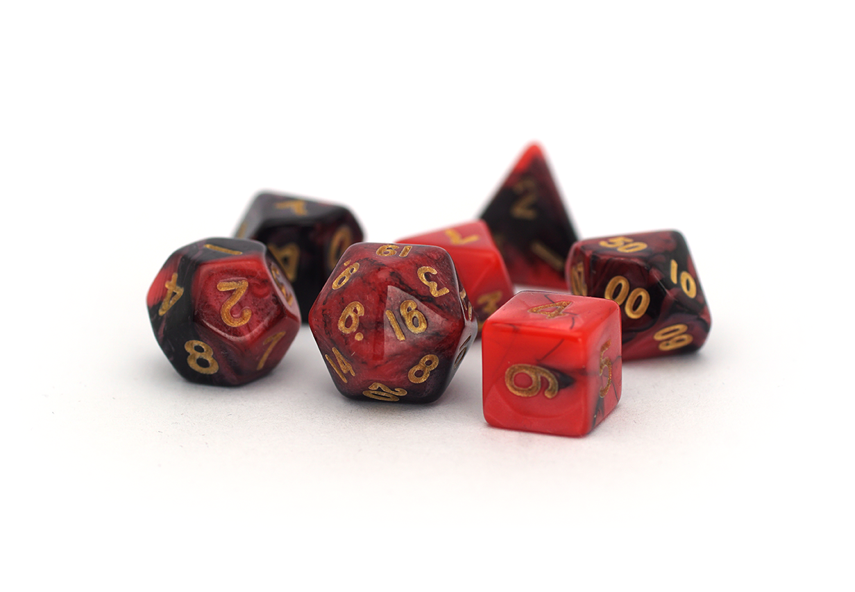 Elemental Dice | Mini | Black & Red | DiceRoll UK