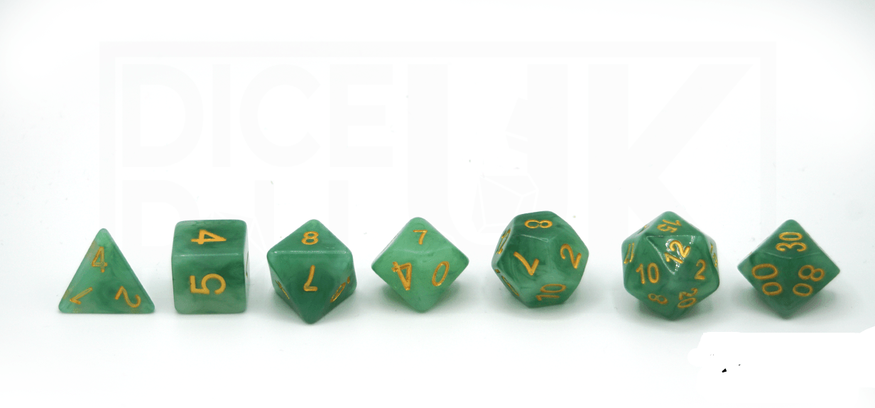 Green Jade Dice Set Lineup