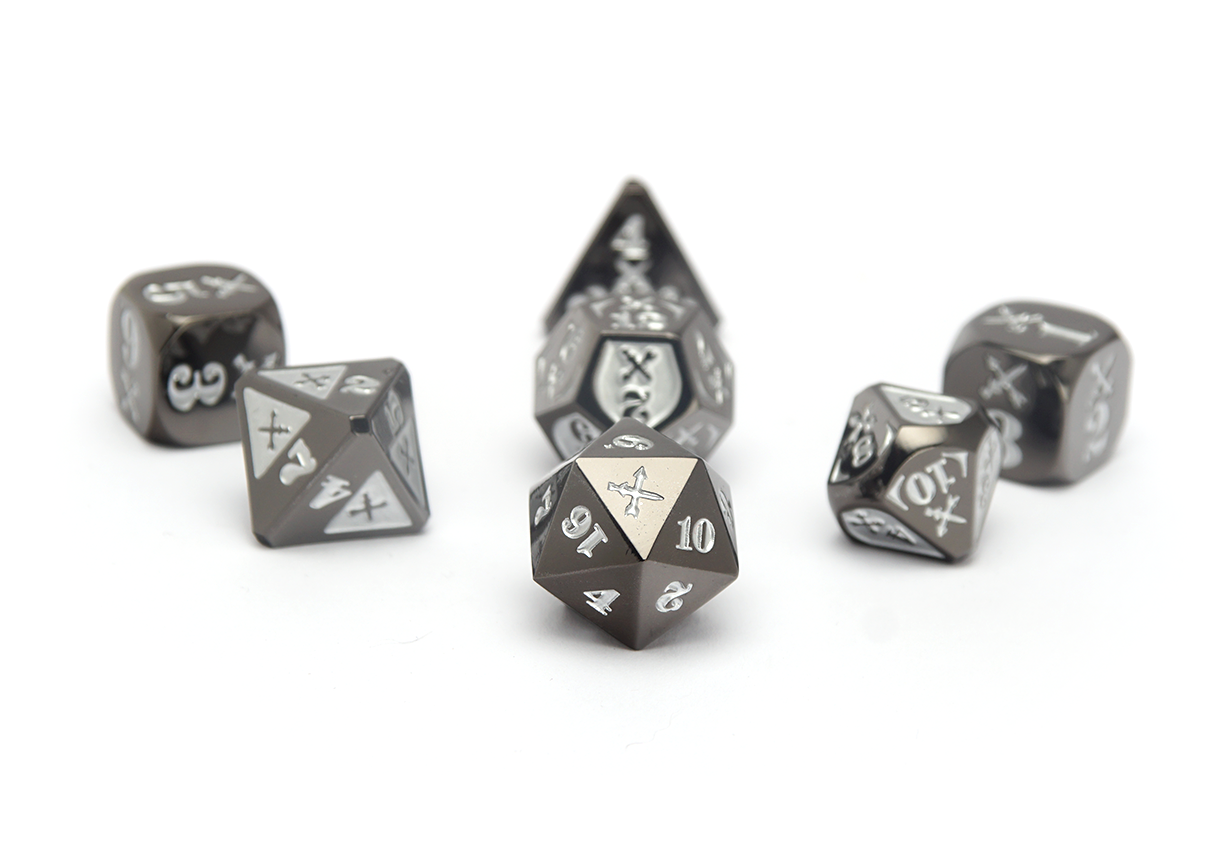 Gyld Metal Damage Dice - Piercing black metal dice polyset