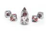 Gyld Metal Damage Dice - Slashing polished metal polyset with red numbers