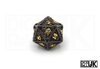 Black And Gold Hollow Metal Kraken Dice Set - D20 Closeup