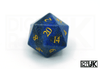 Lapis lazuli dice d20 closeup