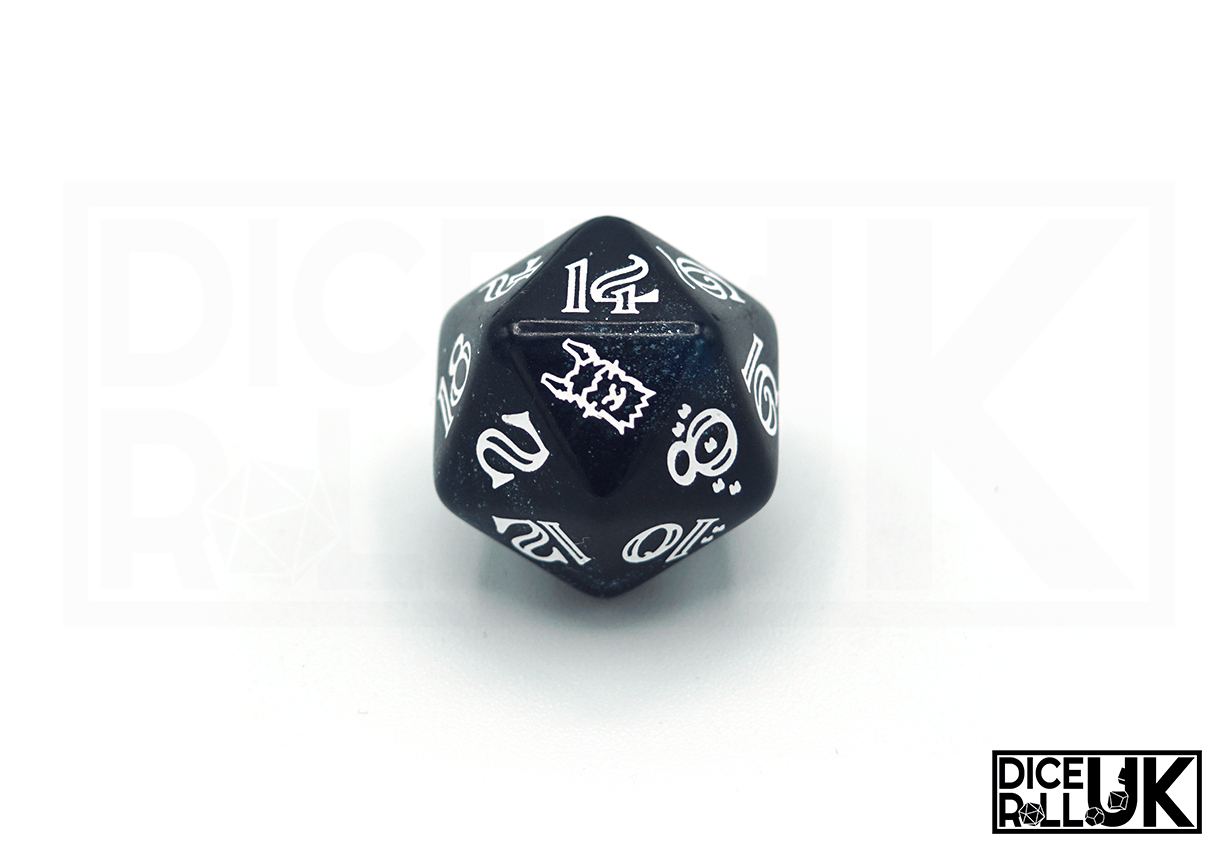 Shimmering Llama Dice D20 Closeup